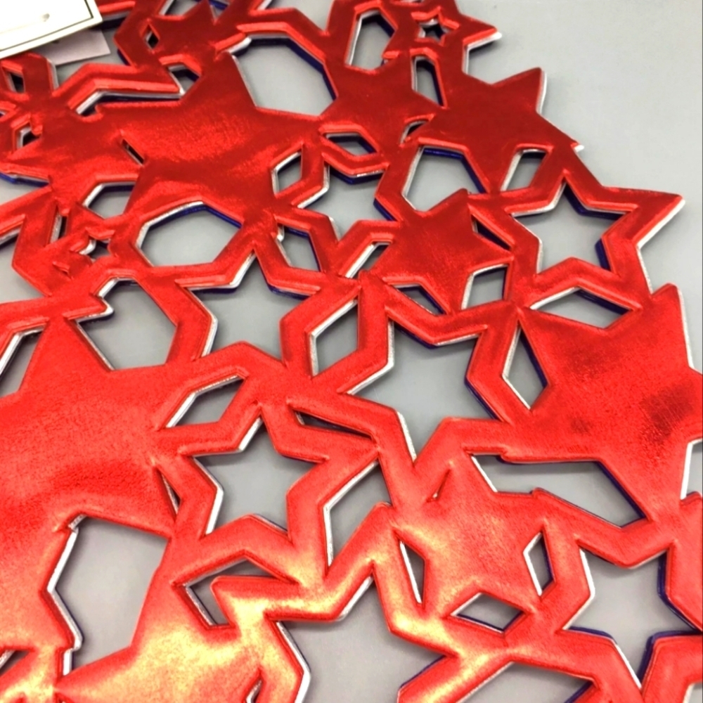6pc 4th of July Cut Out Stars Vinyl Placemat Set Patriotic Indoor Outdoor Decor - Picture 9 of 13